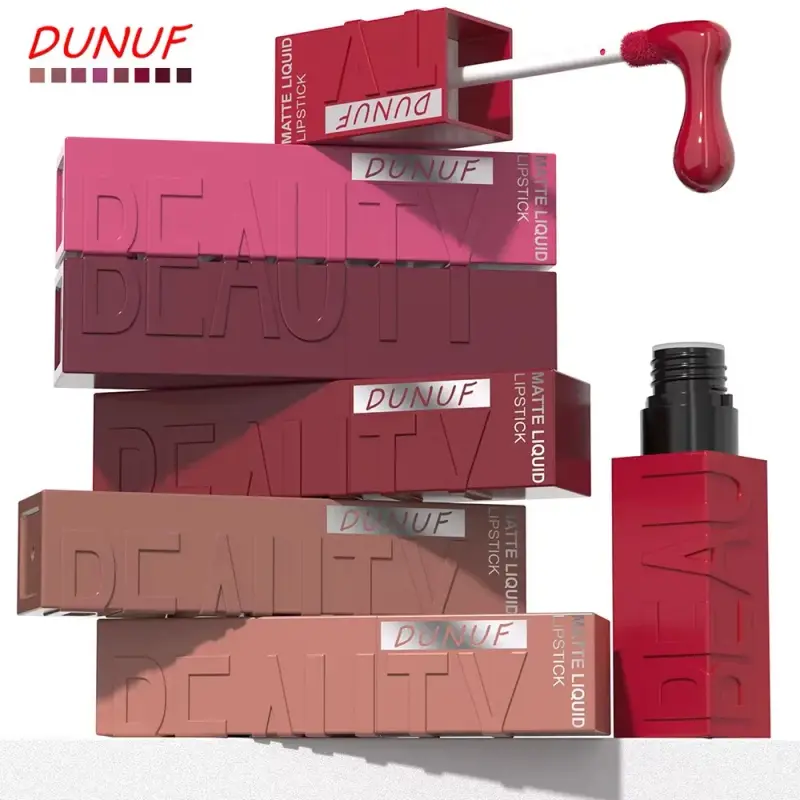 Batom labial fosco, 8 cores, suave, fácil de aplicar, tubo quadrado de brilho, veludo, à prova d'água, tridimensional, sexy, maquiagem de batom — image 1