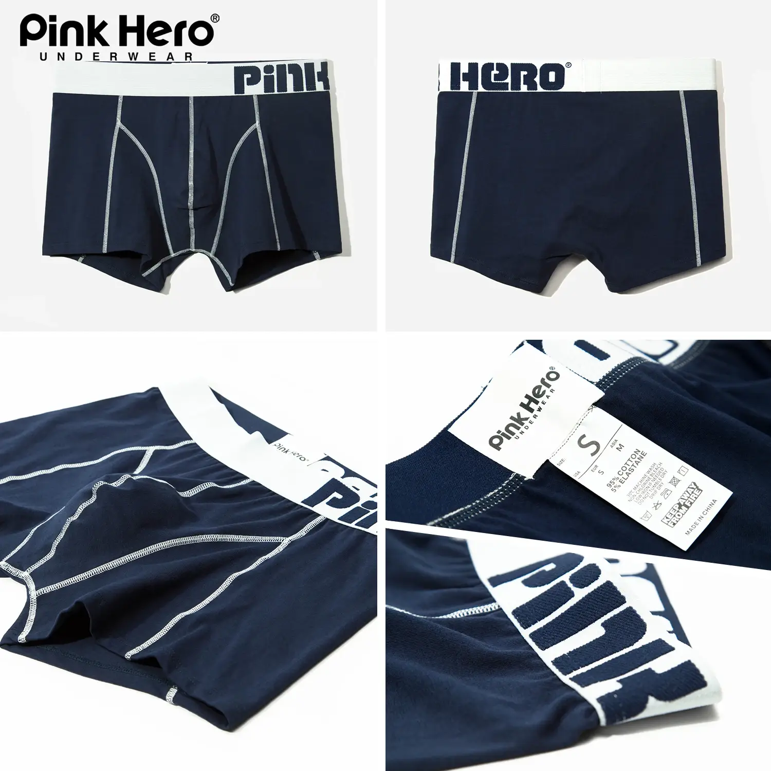 4-PACK Quần lót thời trang PINKHERO dành cho nam giới, Homme thoải mái và mềm mại kiểu dáng thời trang, Quần lót Boxer bằng vải cotton lạ mắt, Quần lót nam — image 2