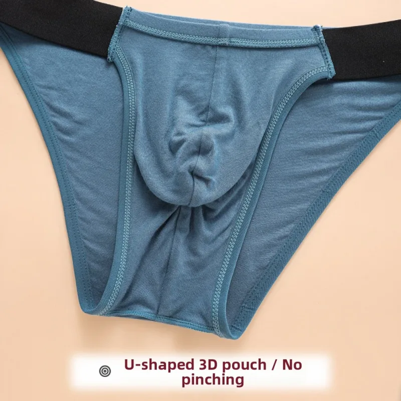 Underpants Lingerie Men's Triangle Panties Stripe Breathable Men Thin Briefs Mid Waist Large Size Underwear for Men Gifts