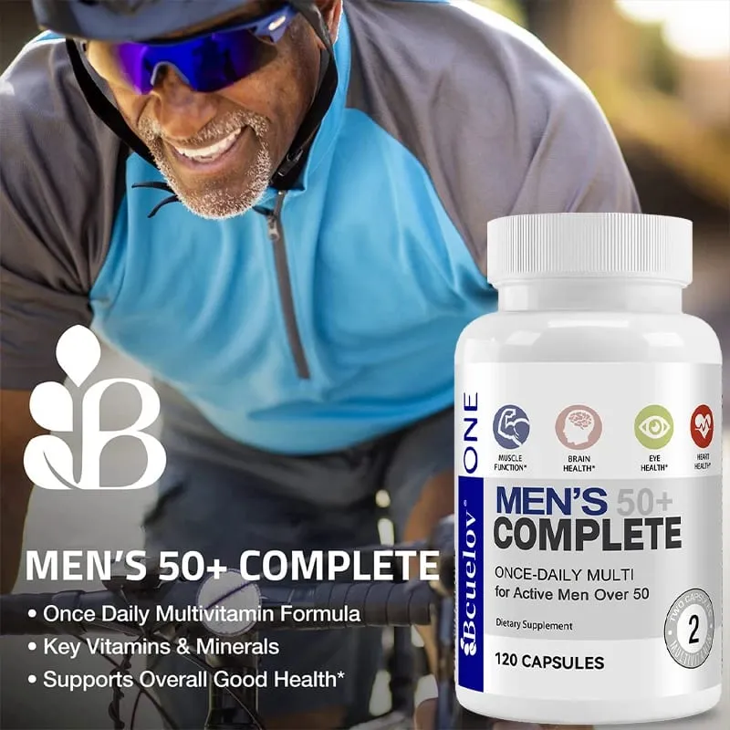 Fórmula super multivitamínica diária masculina de alta potência para mais de 50 anos para o cérebro, olhos e saúde do coração Vitaminas A C D E K B1 a B12 sem glúten