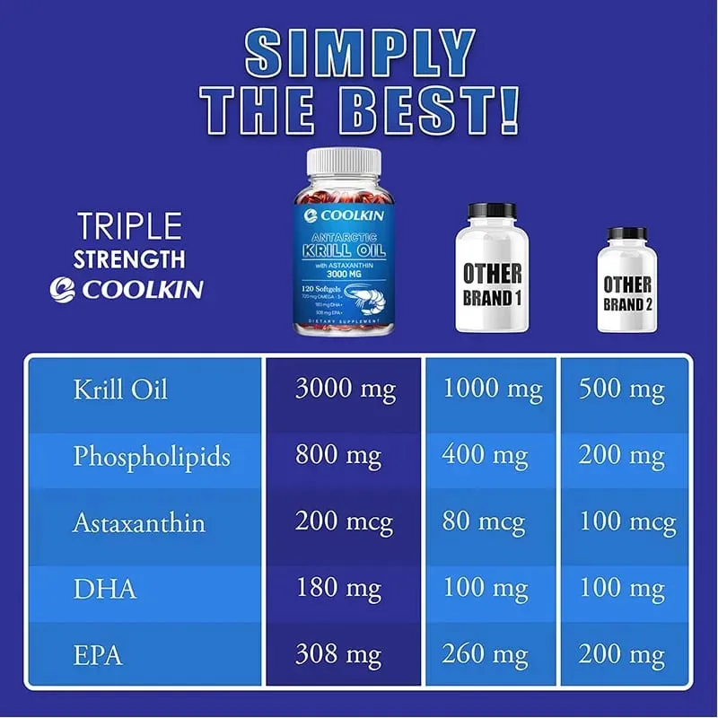 Huile de krill antarctique 3000 mg - Omega-3 EPA DHA Astaxanthine naturelle Force maximale pour la santé cardiaque et articulaireCapsule — image 4
