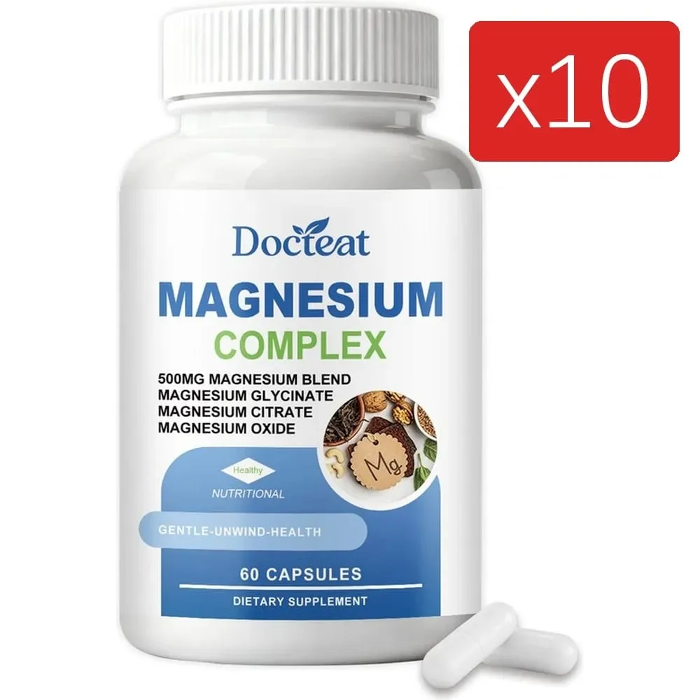 Docteat Magnesium Complex Capsules 500mg L-Theanine Taurine Supports Nerve Health Energy Metabolism Muscle Relaxation 60 Caps — image 13
