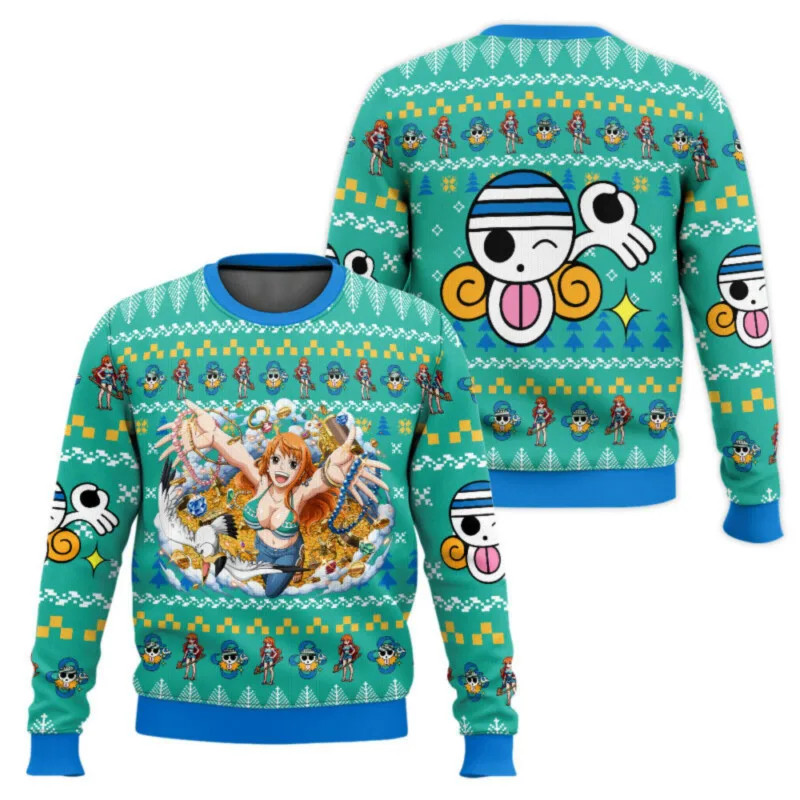 New sweater, Japanese anime, Luffy, Robin, Bandai, One Piece, 3D hoodie, Christmas sweatshirt, men's round-neck T-shirt — image 6