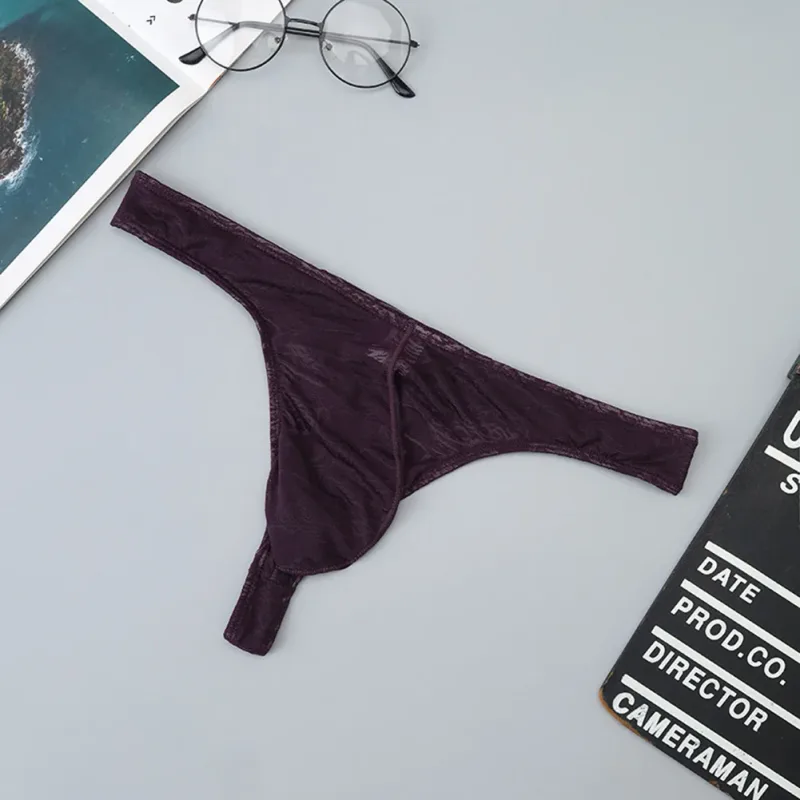Lelaki Lace Jacquard G-string Seluar Dalam Tinggi Meregangkan Kantung Besar Thong Seluar Dalam Gay Seksi Erotik Seluar Dalam T-belakang