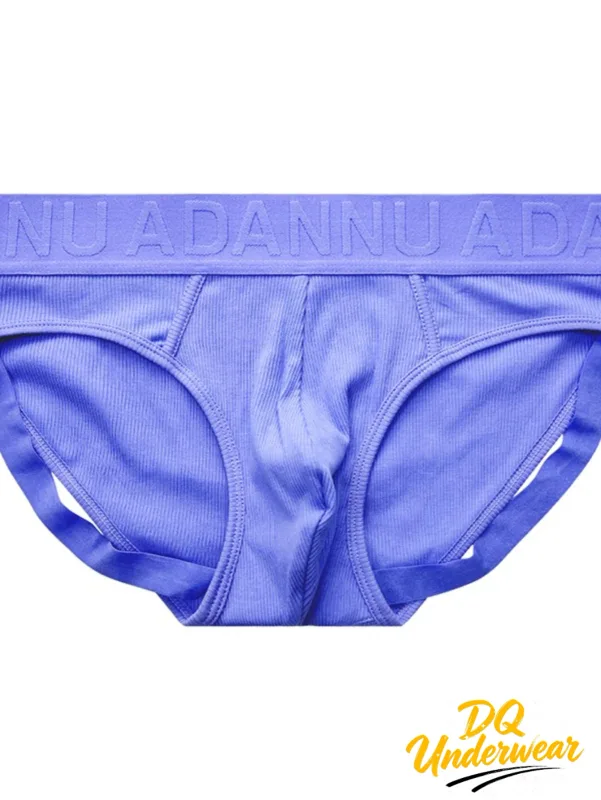 Cuecas masculinas com nervuras de cor sólida ADANNU logotipo em relevo elástico na cintura estiramento conforto diário cuecas de biquíni AD759