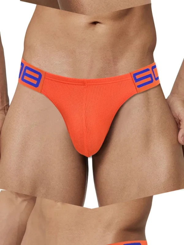 Panlalaking Nylon Blend Mesh Breathable Briefs Horn Splice Letter Embossed Malapad na Elastic Waistband Kulay Fluorescent Sexy Underwear