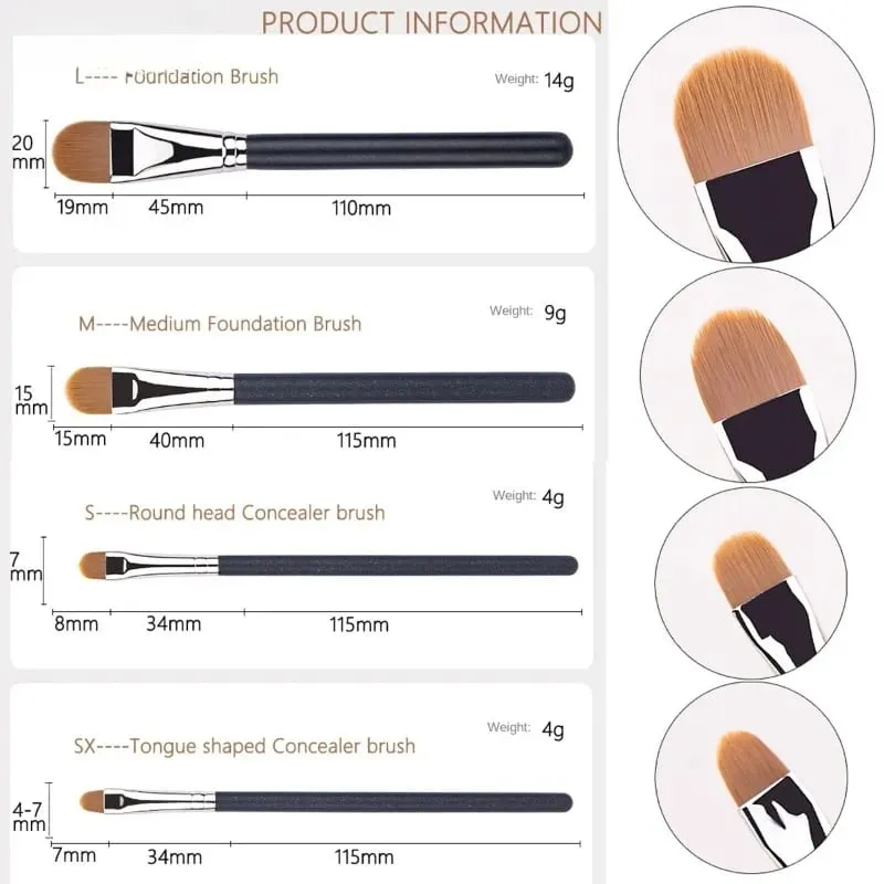 4 Types Sizes Upgraded Ultra-thin Foundation Concealer Makeup Brush Professional Liquid Foundation Cream Concealer Make-up Tool — image 5