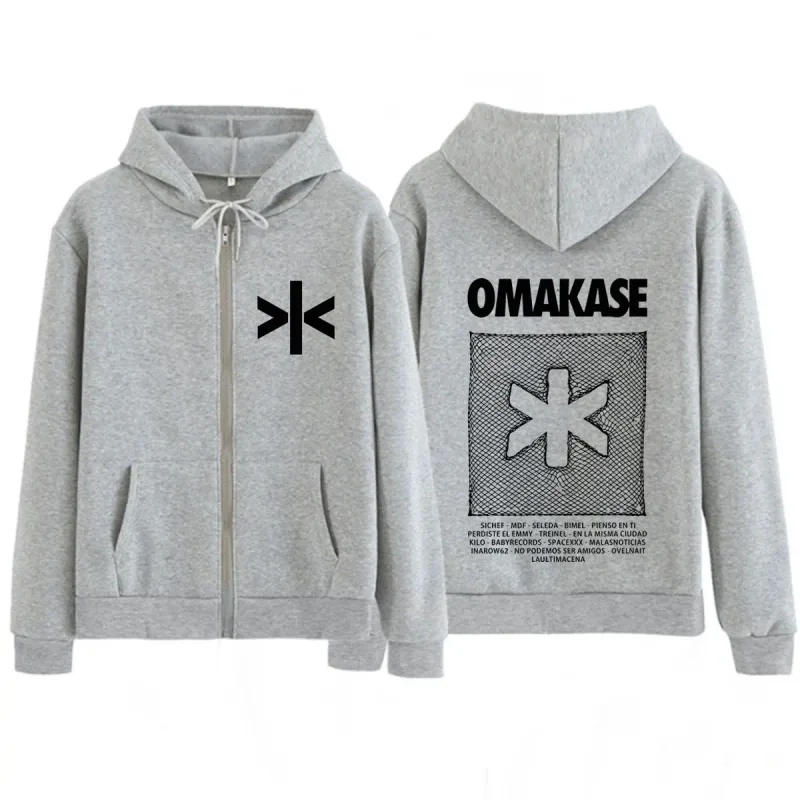 Alvaro Diaz Omakase 2026 Album Tour Print Zipper Hoodie Men Fashion Sweatshirts Long Sleeves Loose Casual Vintage Zip Up Jacket — image 3