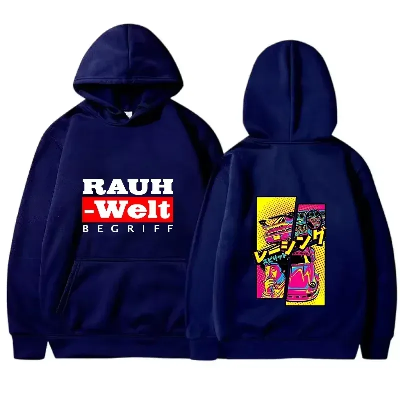 Rauh Welt Hoodie Car Widebody Tuning JDM Racing Pop Art Comic Aesthetic Black Oversized Casual Sweatshirt Long Sleeve — image 7