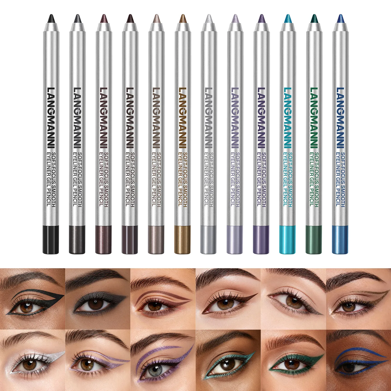 Vandtæt og svedtæt perleskimende skinnende Eyeliner Gel Blyant Langtidsholdbar Glat Let at farver Kvinder Øjenmakeup — image 5