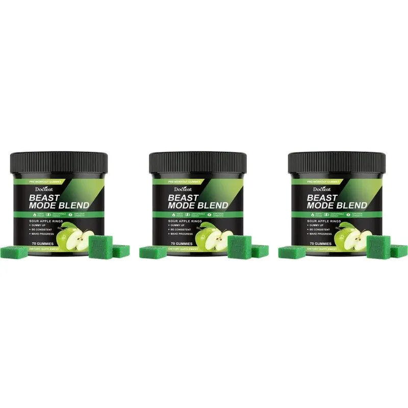 Docteat Beast Mode Blend Pré-entraînement Gummies Concentration énergétique et soutien à l'endurance pour l'entraînement en force et les journées de gym actives 70 pièces — image 9
