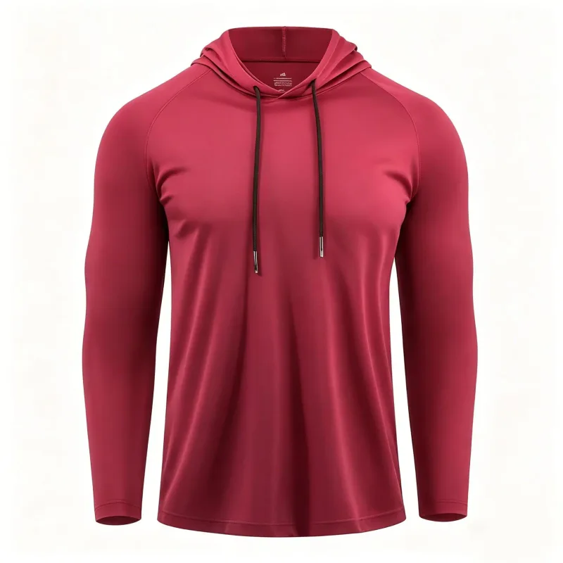Men's Sun Protection Shirts Long Sleeve Hoodies Solid Quick Dry T-shirt Mens Bodybuilding Fitness Muscle Sportwear Gym Clothing — image 11