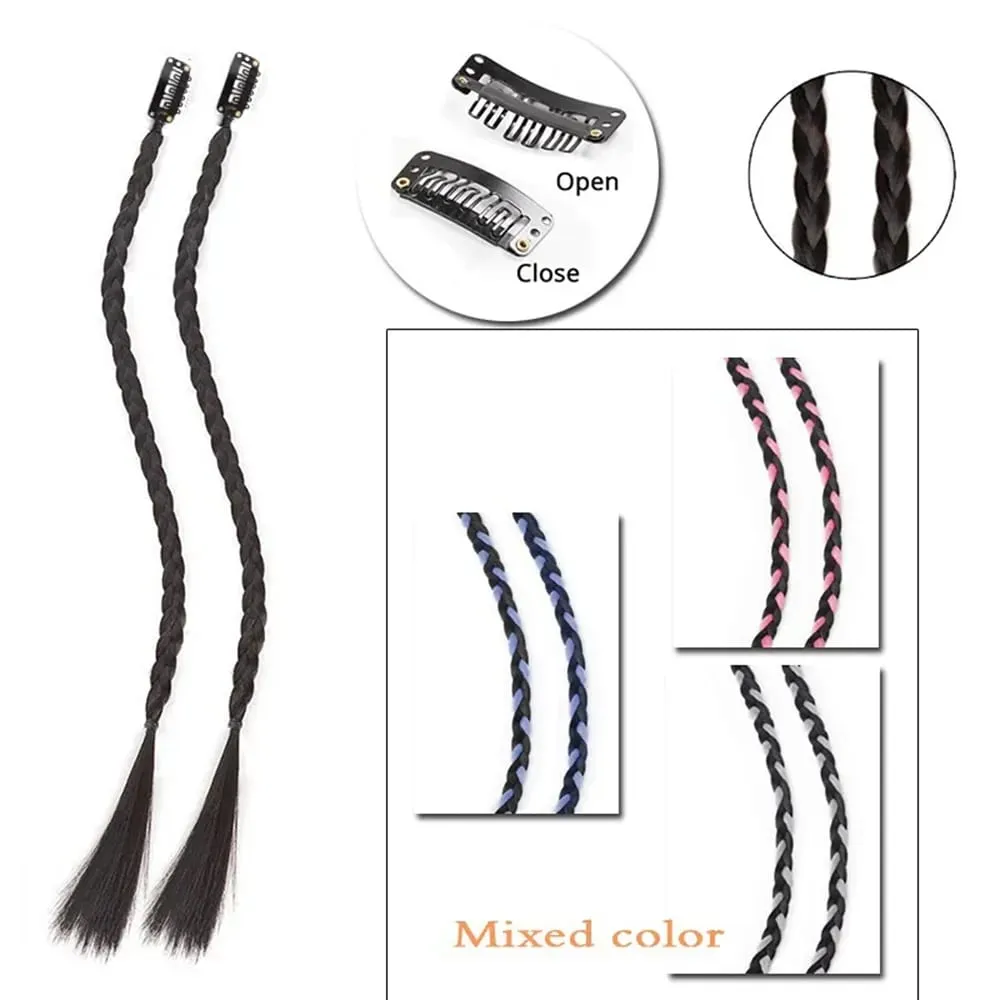 Synthetic 2pcs Braid Wig With Strong BB Clip Y2k Spice Girl Boxing Braid Ponytail Lightweight Box Braid Ponytail Piece for Women
