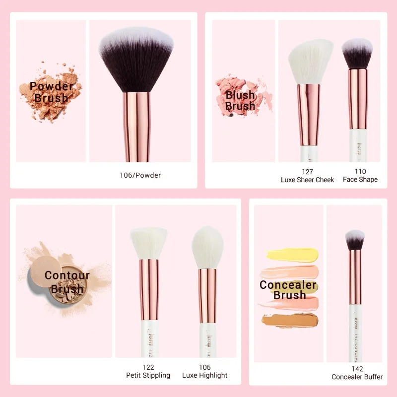 Set Kuas Rias Jessup 6 Buah Kuas Rias Bubuk Sintetis Alami Kontur Perona Pipi Stabilo Campuran Concealer Kit Kuas Rias — image 5
