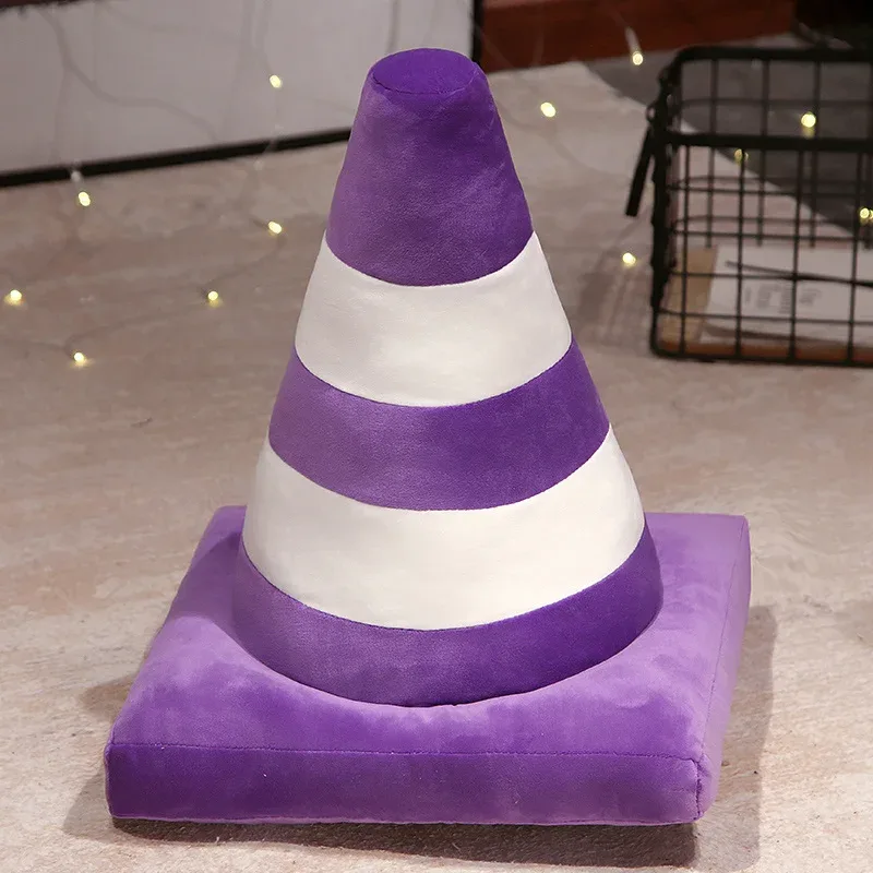 Almofada roadblock recheado macio realista cone de tráfego construção de estrada cone travesseiro crianças brinquedos decoração para casa — image 13
