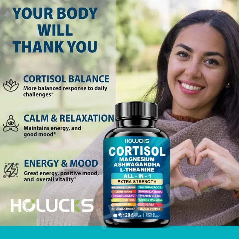 Buy 1 Get 1 Free! Premium Cortisol Capsules Support Balances Hormones Reduces Hot Flashes & Promotes Restful Sleep Non-GMO