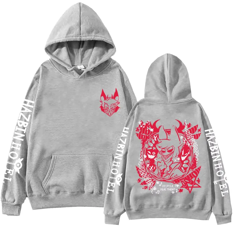 Anime Hazbin Hotel Alastor Printed Hoodies Y2K Men Women Casual Goth Hoodie Soft Thick Fleece Hooded Sweatshirt Loose Street Top — image 4