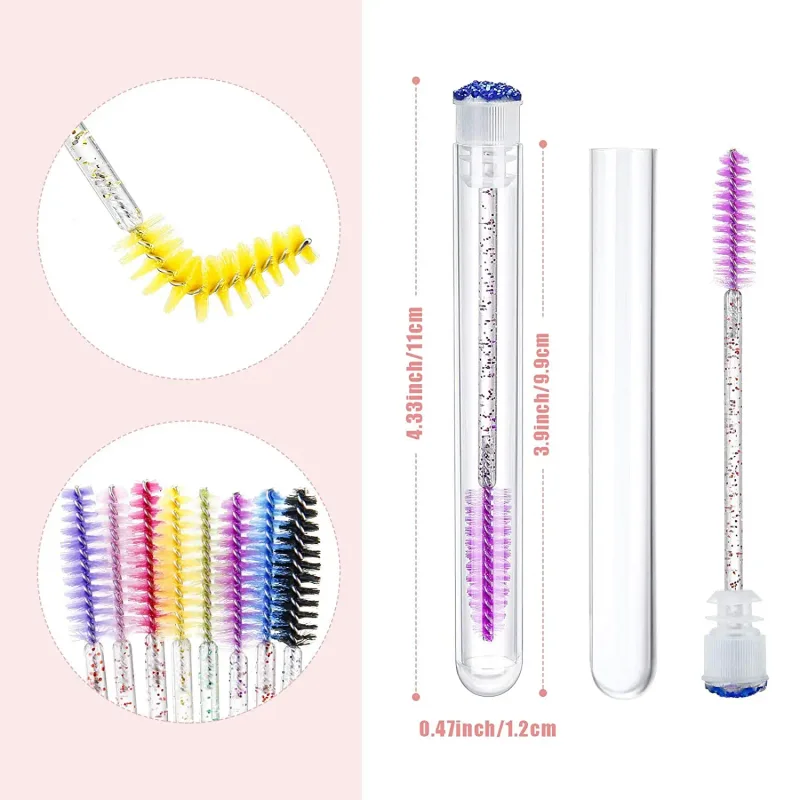 50/100 pces tubo de escova de cílios reutilizáveis para extensão de cílios varinhas de rímel descartáveis escova de sobrancelha aplicador escovas de cílios — image 3