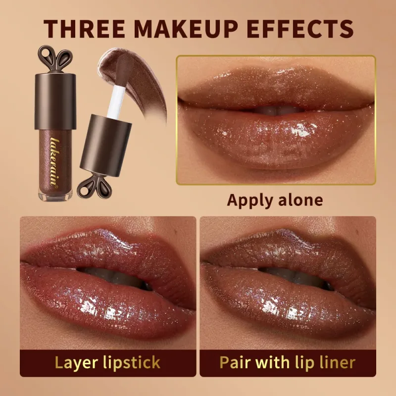 Lakerain Chocolate Rabbit Lip Gloss Dlouhotrvající hydratační zrcadlový efekt Hydratační hladká nelepivá rtěnka Lippy Bunny — image 6