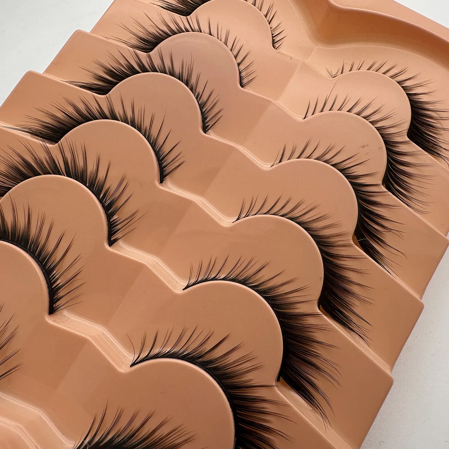 7 pairs of cat’s eye/fox eye falsie lashes one-piece design thick curled soft 3D fluffy mink lashes. — image 2
