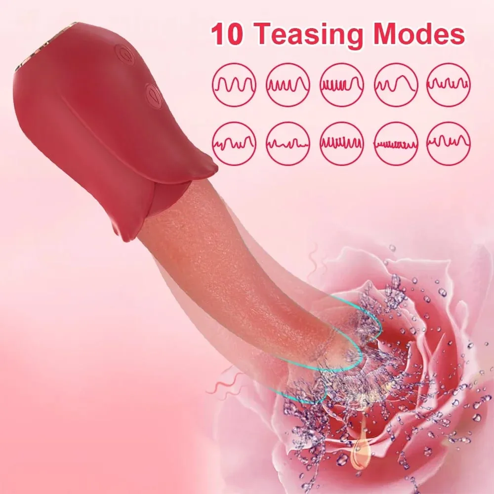 Realistic Licking Tongue Rose Vibrator for Women Nipples Clitoral Stimulation Vibrators Sex Toys for Adult Female Couples 18+ — image 3