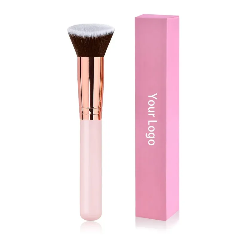 ฟรีฉลากส่วนตัวแปรงแต่งหน้า Foundation Loose Powder คอนซีลเลอร์แปรงผสมสีชมพูเครื่องมือแต่งหน้าความงามขายส่งจำนวนมาก 10 ชิ้น — image 9