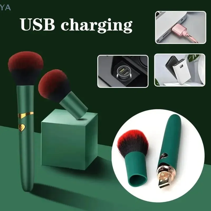 [MP]2-i-1 elektrisk foundationbørste Vibrationsmakeupbørste Multifunktion Blød Fluffy Bærbar Genopladelig Detail Makeup Værktøj