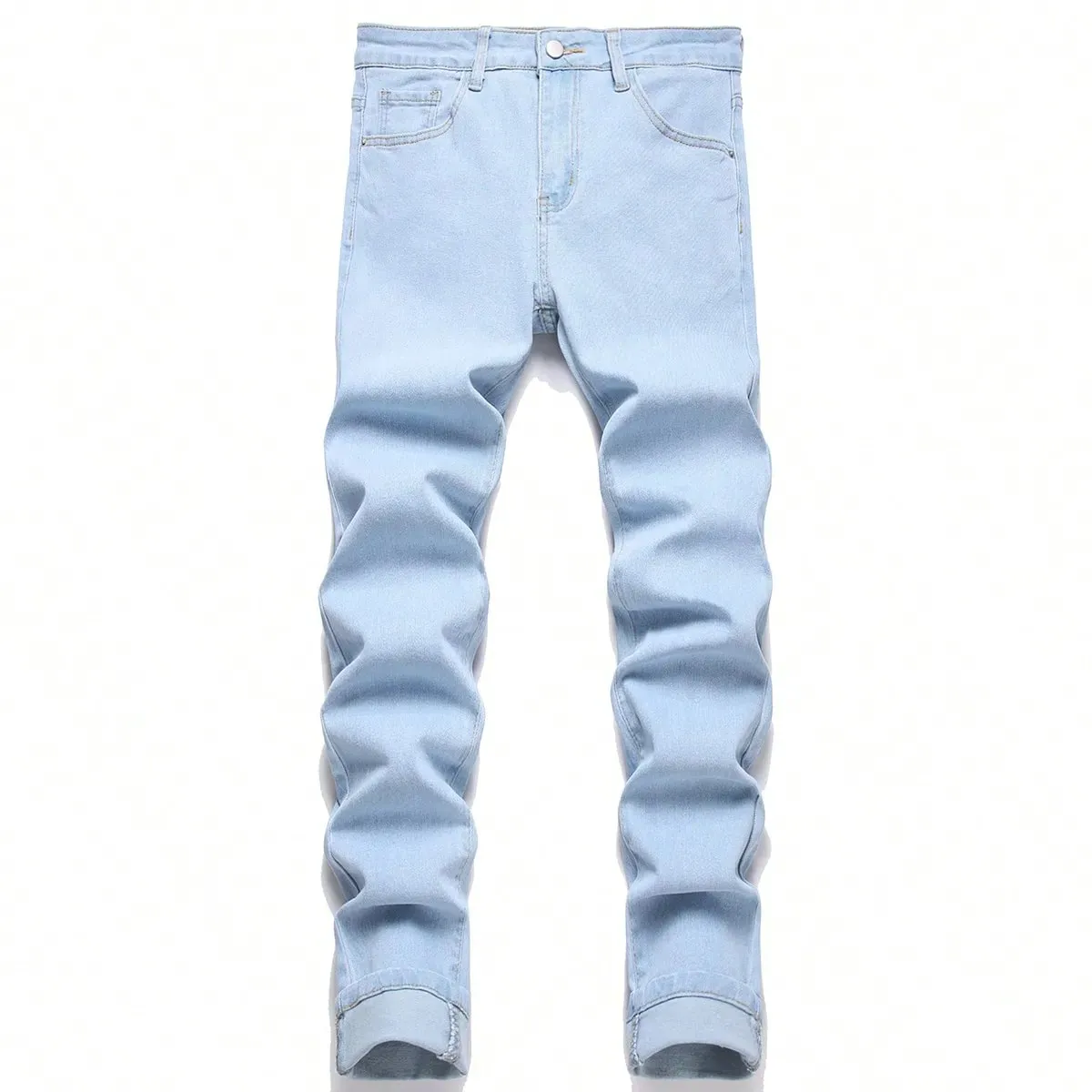 Men High Stretch Solid Black Denim Jeans Skinny Slim Fit Denim Pants Male Classic Casual Daily Business Streetwear Trousers