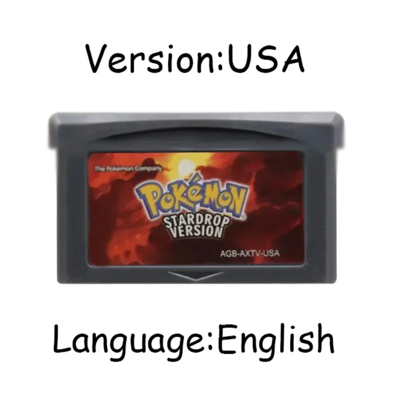 GBA Pokemon Game Cartridge 32-bitars videospelskonsolkort AshGray Liquid Crystal Light Platinum Moemon Emerald Engelska språket — image 16