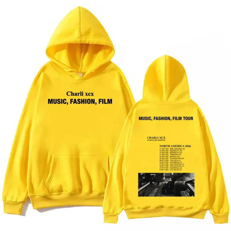Singer Charli Xcx Music Fashion Film Tour 2026 Hoodies Men Women Rock Punk Sweatshirts High Quality Fleece Oversized Pullovers — image 10