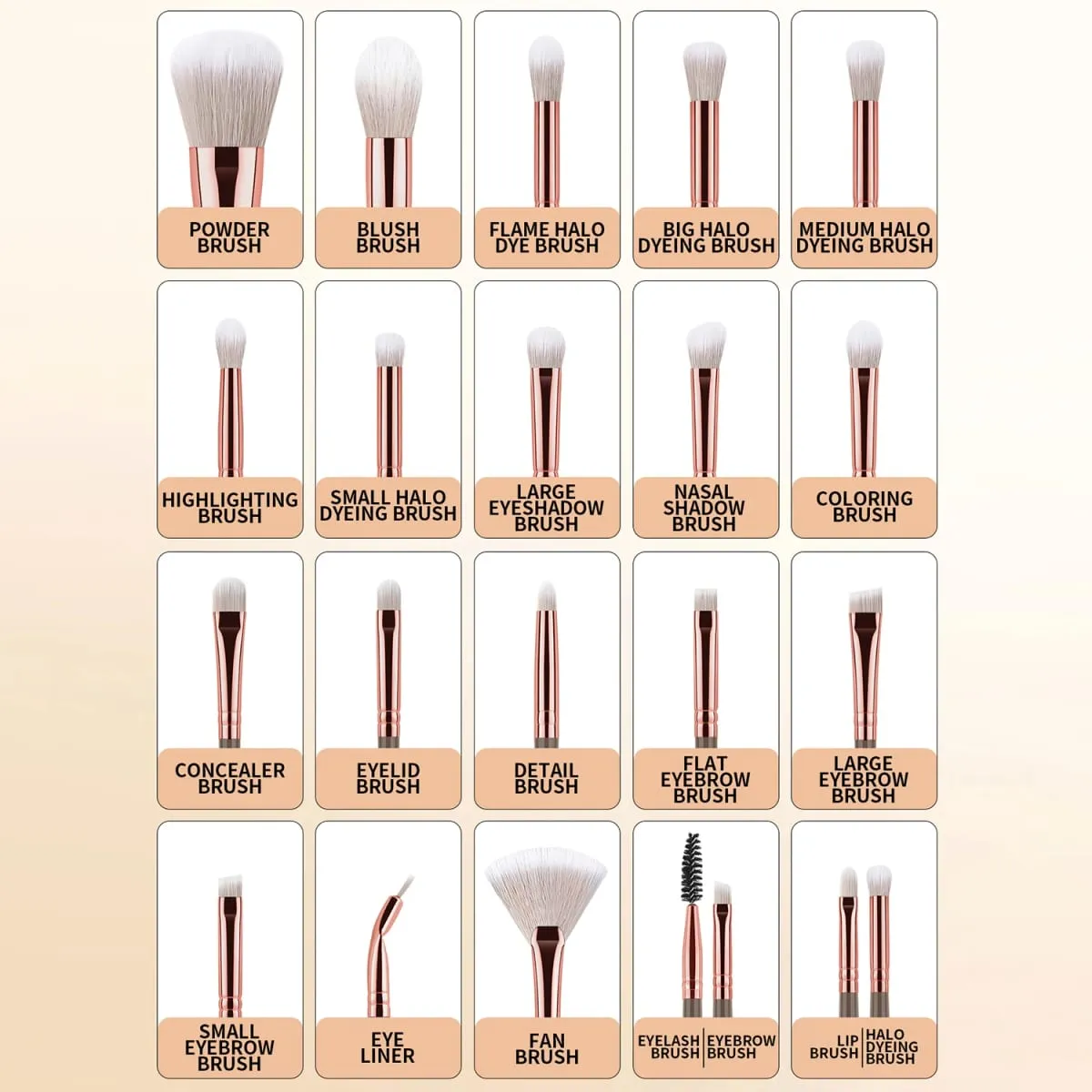 33Pcs Kit Alat Solek 20 Berus Solek Dengan Serbuk Pembersih Mangkuk Pelentik Bulu Mata Set Solek Muka Penuh — image 6
