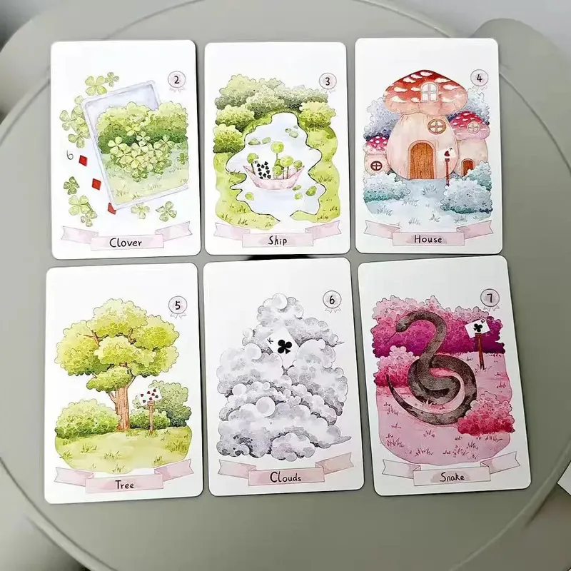 Dream Lenormand Oracle Cards 43 PCS Cute Kawaii Watercolor Animal Tarot Deck Divination Fortune Telling English Board Game — image 5