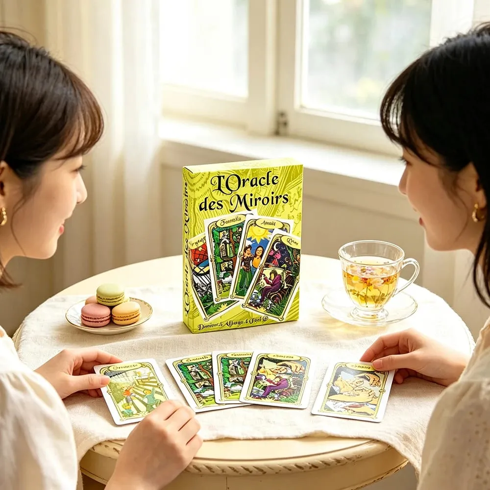 L'Oracle Des Miroirs Divination Cards Game French Mirror Theme Cards Mystic Fortune‑Telling Game with Guidebook for Beginners