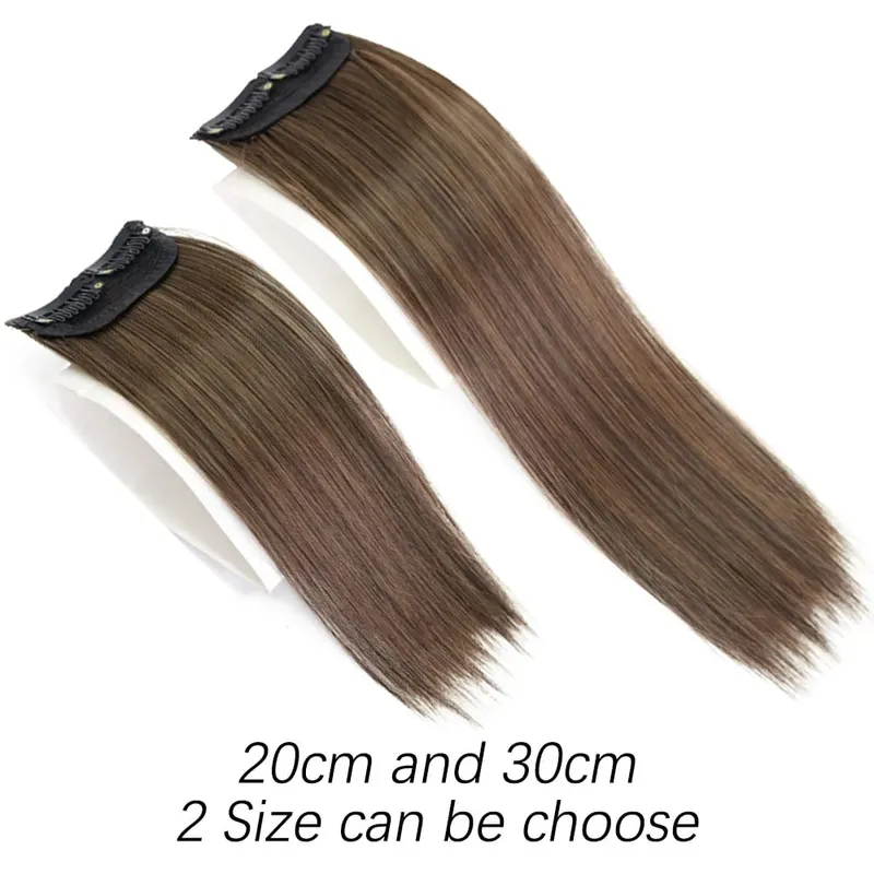 Extension de cheveux synthétiques lisses invisibles à Clip, 20/30cm, une pièce, couverture supérieure et latérale, postiche moelleuse pour femmes — image 3