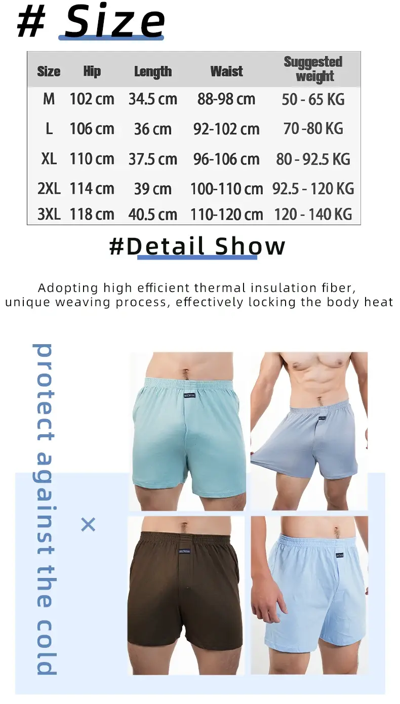 1PC Big Underpants Solid Pajama Bottoms At Home Plus Size Boxers Brief For Men High Waist Allo Pants Cotton Slacks Sleep Bottoms