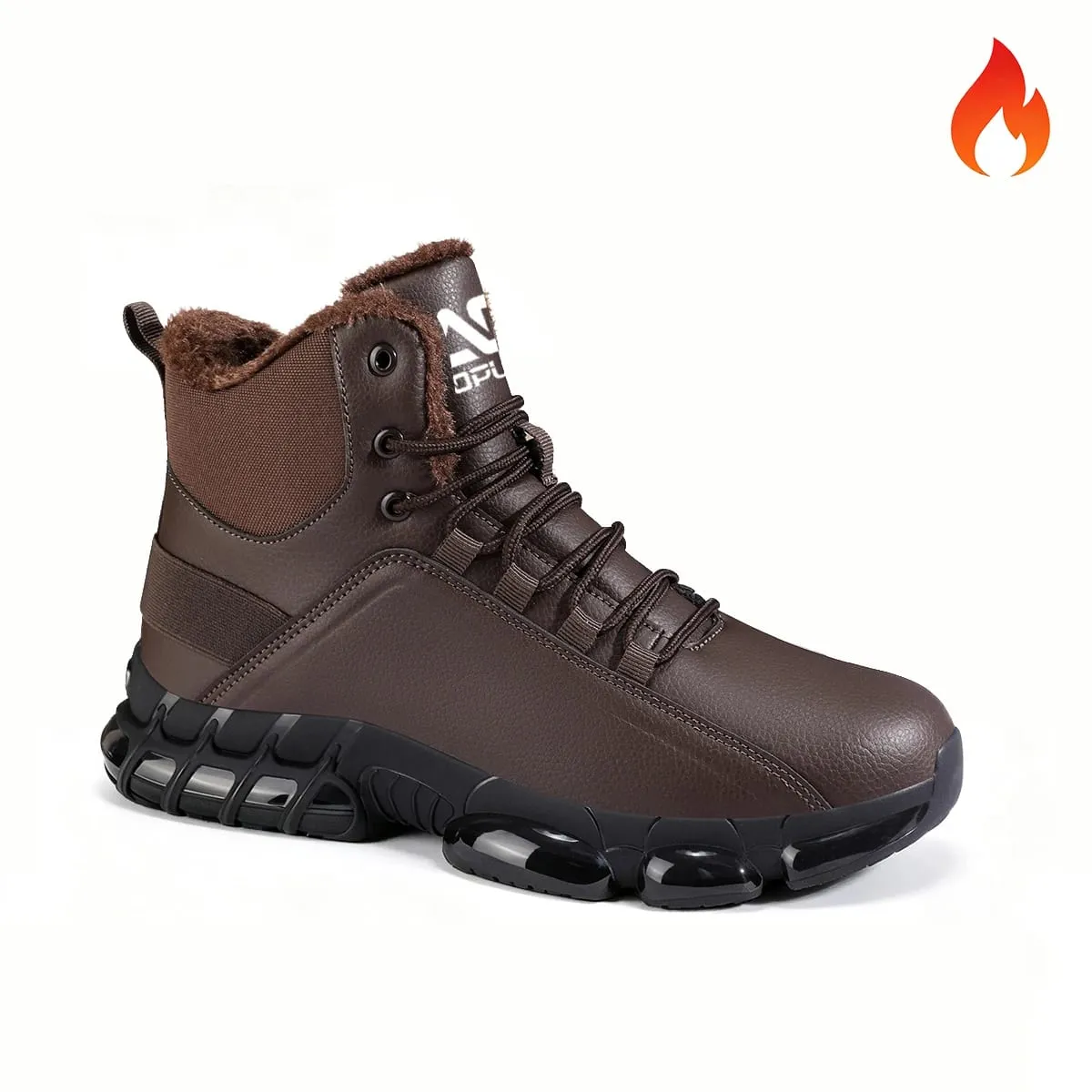 Men Autumn Winter High‑Top Fleece‑Lined Snow Boots Warm Casual Sneakers Non‑Slip Outsole for Hiking Outdoor Snow‑Day Activities