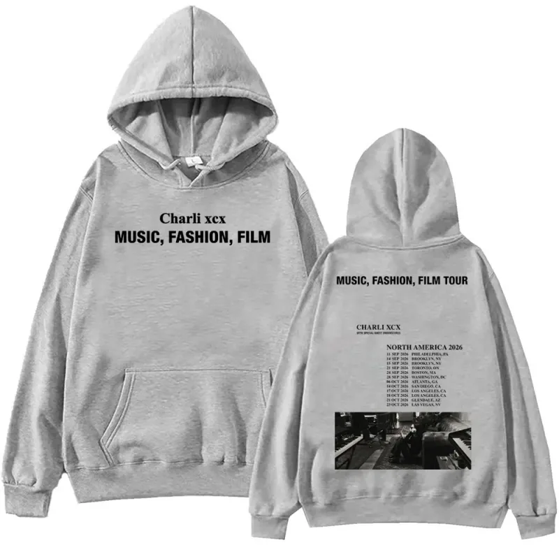 Singer Charli Xcx Music Fashion Film Tour 2026 Hoodies Men Women Rock Punk Sweatshirts High Quality Fleece Oversized Pullovers — image 11