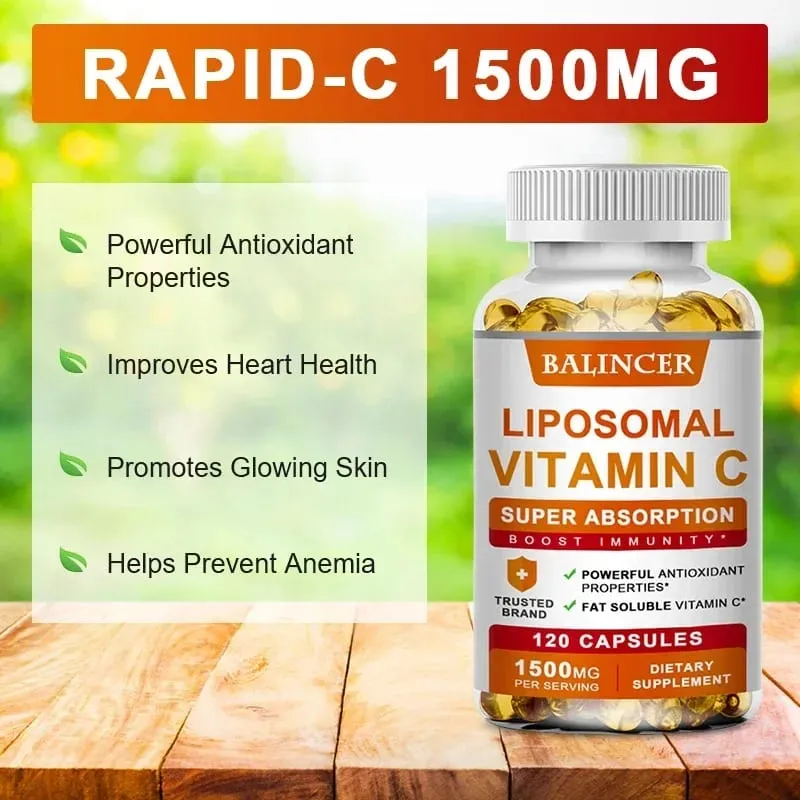 Vitamine C liposomale 1500 mg vitamine C à haute absorption système immunitaire et collagène supplément d'acide ascorbique liposoluble haute puissance — image 2
