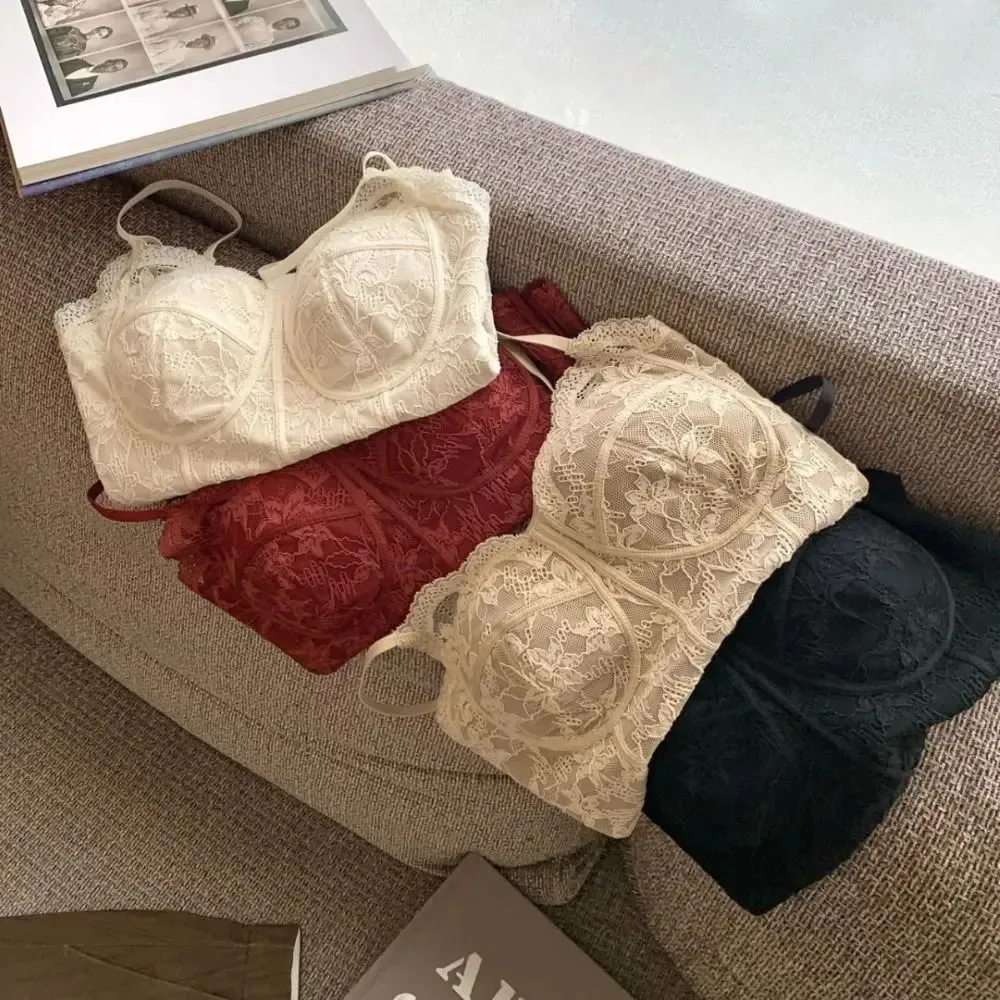 Elegant Fleece-lined Women Winter Camisole Retro Lace Floral Sleeveless Tank Tops with Chest Pad Slim Camis Crop Tops Women Girl