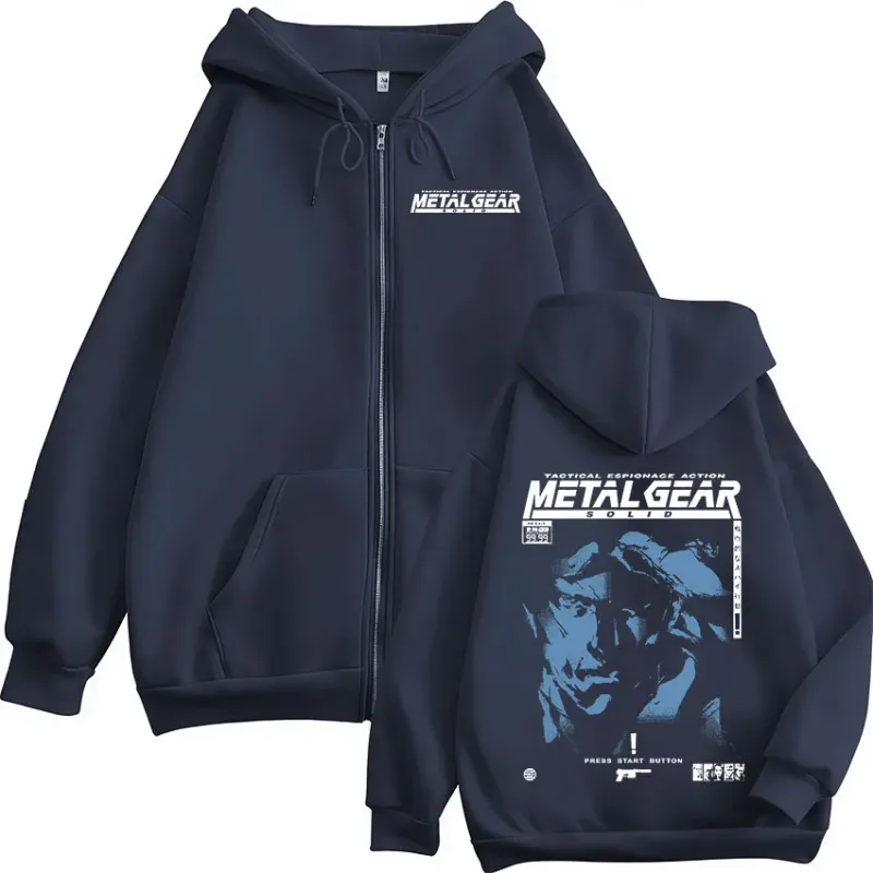 Metal Gear Solid Snake Game MGS1 Zipper Hoodies Men's Women Clothing Fashion Fleece Pullovers Zip Up Hooded Sweatshirts Jackets — image 3