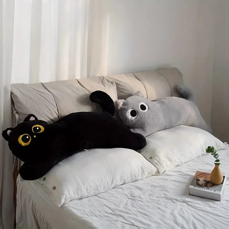 Černá kočka plyšový polštář Logic Cat Panenka Dlouhá postel Polštář Ložnice Spona na spací nohu Polštář Pohovka Polštář Domov Použití Pomůcky
