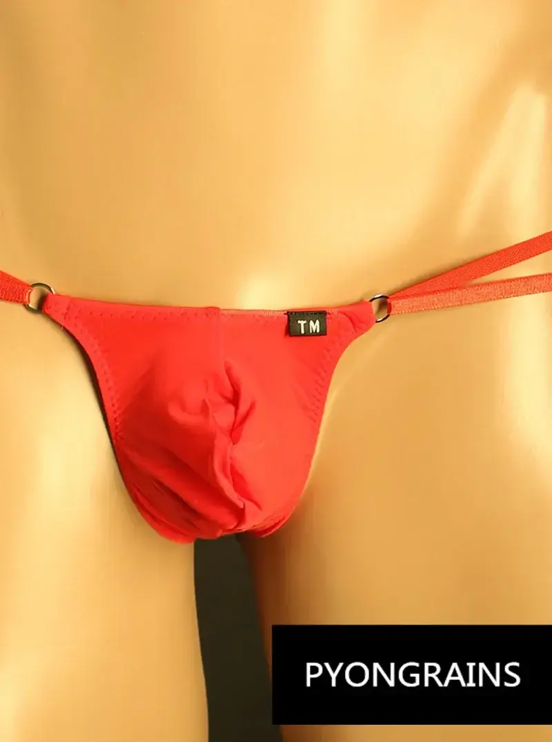 Lelaki Cincin O Logam Boleh Laras Dua Tali Nipis Bikini Seluar Rendah Naik Sutera Ais Sutera 3D U Convex Pouch Seluar Dalam Lelaki Seksi — image 14