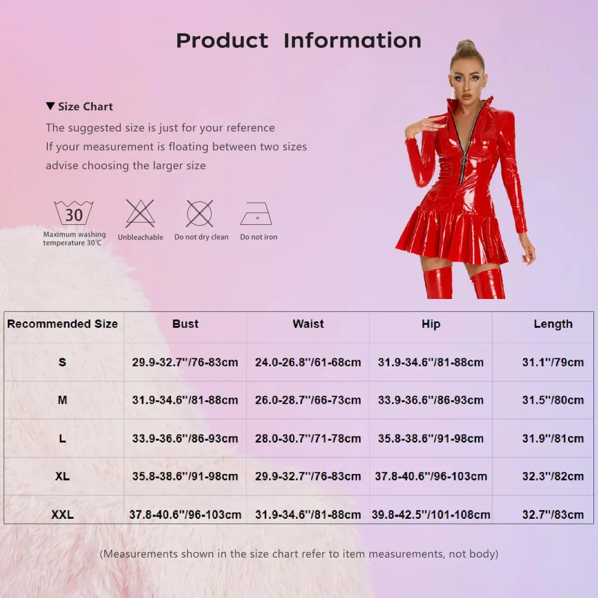 Nữ Ướt Nhìn Cao Su Da Bodycon Đầm Cao Cổ Dây Kéo Phía Trước Mini Bóng Cuồng Vũ Carnival Trình Diễn Trang Phục — image 5