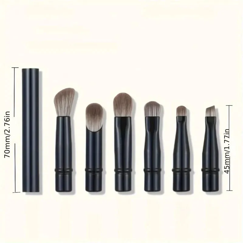 Set di pennelli per trucco da viaggio mini da 6 pezzi con pennello per ombretti portatile in tubo di alluminio rimovibile e scatola di immagazzinaggio