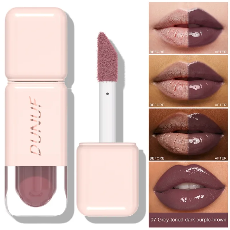 Brillo de labios brillante espejo agua tinte de labios taza no pegajosa de larga duración lápiz labial líquido hidratante maquillaje de labios rojo marrón desnudo