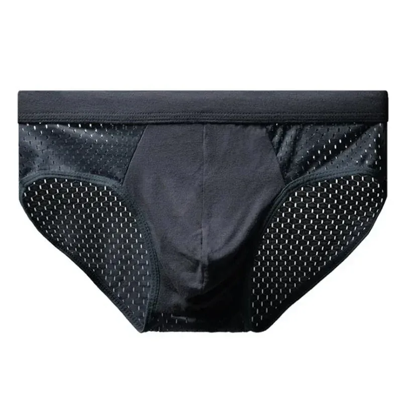 Herren-Unterwäsche aus Eisseide, atmungsaktiv, Bambus-Kohlenstofffaser, antibakteriell, bequem, hohl, Unterwäsche, Hose, kalt — image 13