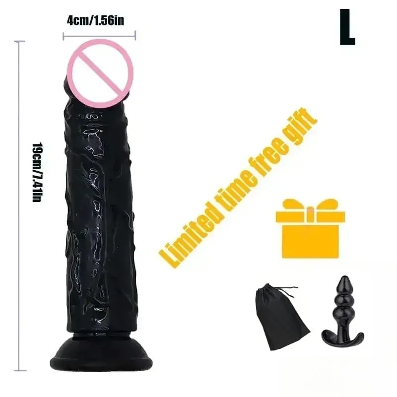 Dildo Hitam Realistis Murah 6 Ukuran Cangkir Isap Penis Penyumbat Pantat Kontol Panjang G Spot Anal Vagina Masturbasi Mainan Seks Dewasa untuk Wanita — image 8