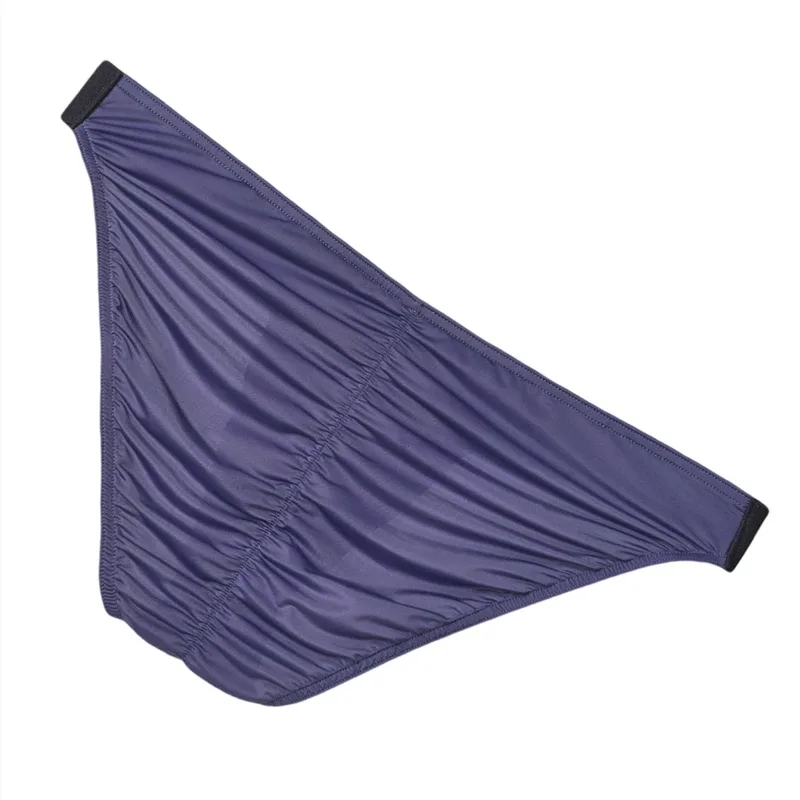 Slips en soie glacée hommes sous-vêtements mâle large ceinture culotte Sexy U poche rides dos Bikini glisse Hombre respirant exotique Lingerie 3256808930282413 — image 3