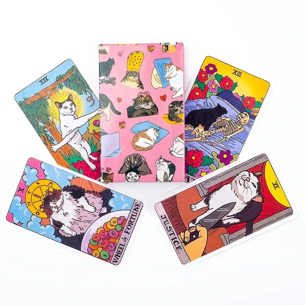 Original Cat Meme Tarot Deck 22 Major Arcana Funny Witchy Cat Kawaii Uwu Design Pink Cute Tarot for Entertainment — image 2