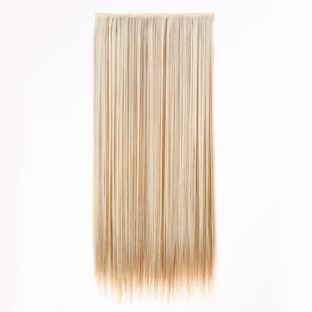 Synthetic Natural Synthetic Hair Extensions 5 Clip In Artificial Fake Ombre Blonde Brown Black Pink Straight False Hair Piece